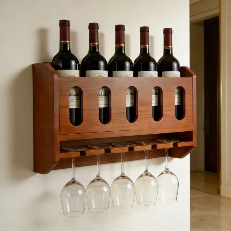 Luxury Wall Mounted Wine Racks Wooden Red Wine Bottle Rack Inverted High Footed Cup Holder House Restaurant Wall Decor Shelf
Luxury Wall Mounted Wine Racks Wooden Red Wine Bottle Rack Inverted High Footed Cup Holder House Restaurant Wall Decor Shelf