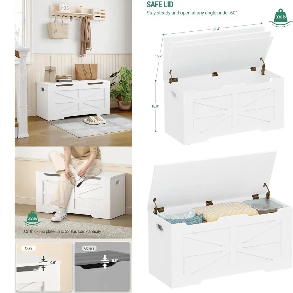 Большой деревянный сундук для хранения с откидной крышкой, белая скамья-органайзер для обуви для дома SB03403X
Большой деревянный сундук для хранения с откидной крышкой, белая скамья-органайзер для обуви для дома SB03403X