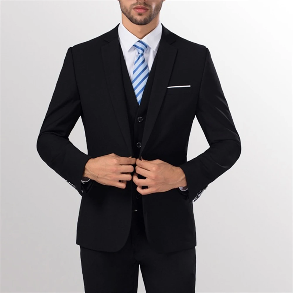 Black Suits For Mens Slim Fit Wedding Groom Tuxedo Business Blazer Masculino 3 Piece Set Daliy Jacket Vest Pants Terno Masculino
Black Suits For Mens Slim Fit Wedding Groom Tuxedo Business Blazer Masculino 3 Piece Set Daliy Jacket Vest Pants Terno Masculino