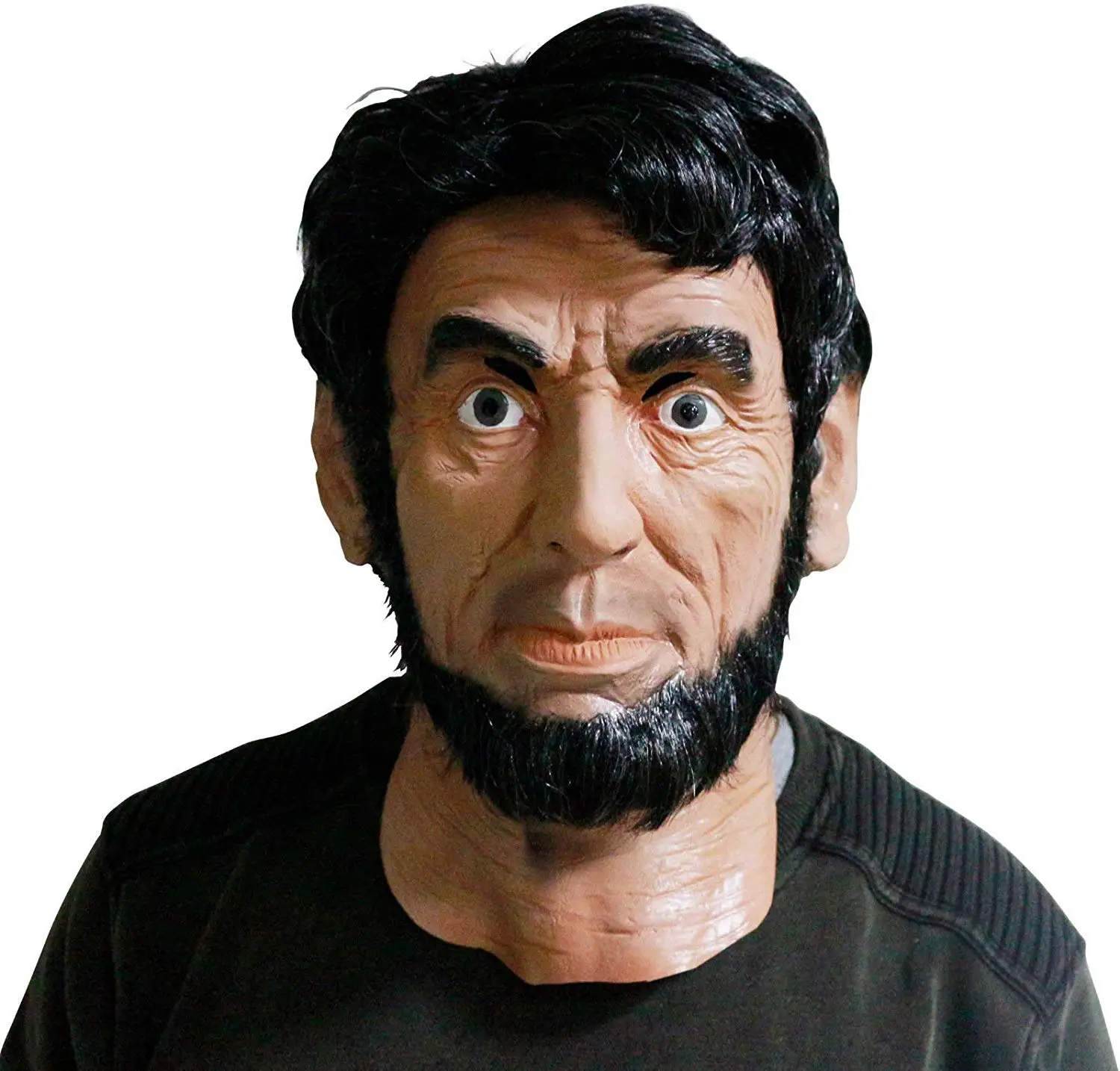 Realistic Male Head Mask Latex Mask Full Overhead Celebrity Human Old Man Abraham Lincoln Halloween Cosplay with Hair and Beard
Realistic Male Head Mask Latex Mask Full Overhead Celebrity Human Old Man Abraham Lincoln Halloween Cosplay with Hair and Beard
