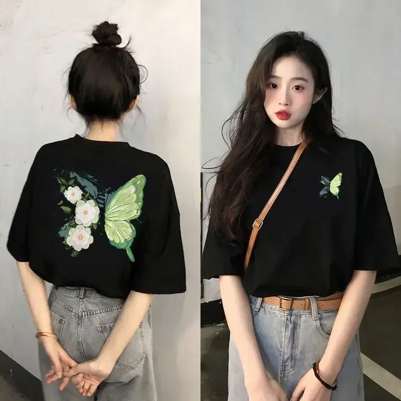 2024 Summer New Round Neck Short Sleeve 100% Cotton T-Shirt Female Student Korean Front And Back Printed Light Luxury T Shirt
2024 Summer New Round Neck Short Sleeve 100% Cotton T-Shirt Female Student Korean Front And Back Printed Light Luxury T Shirt