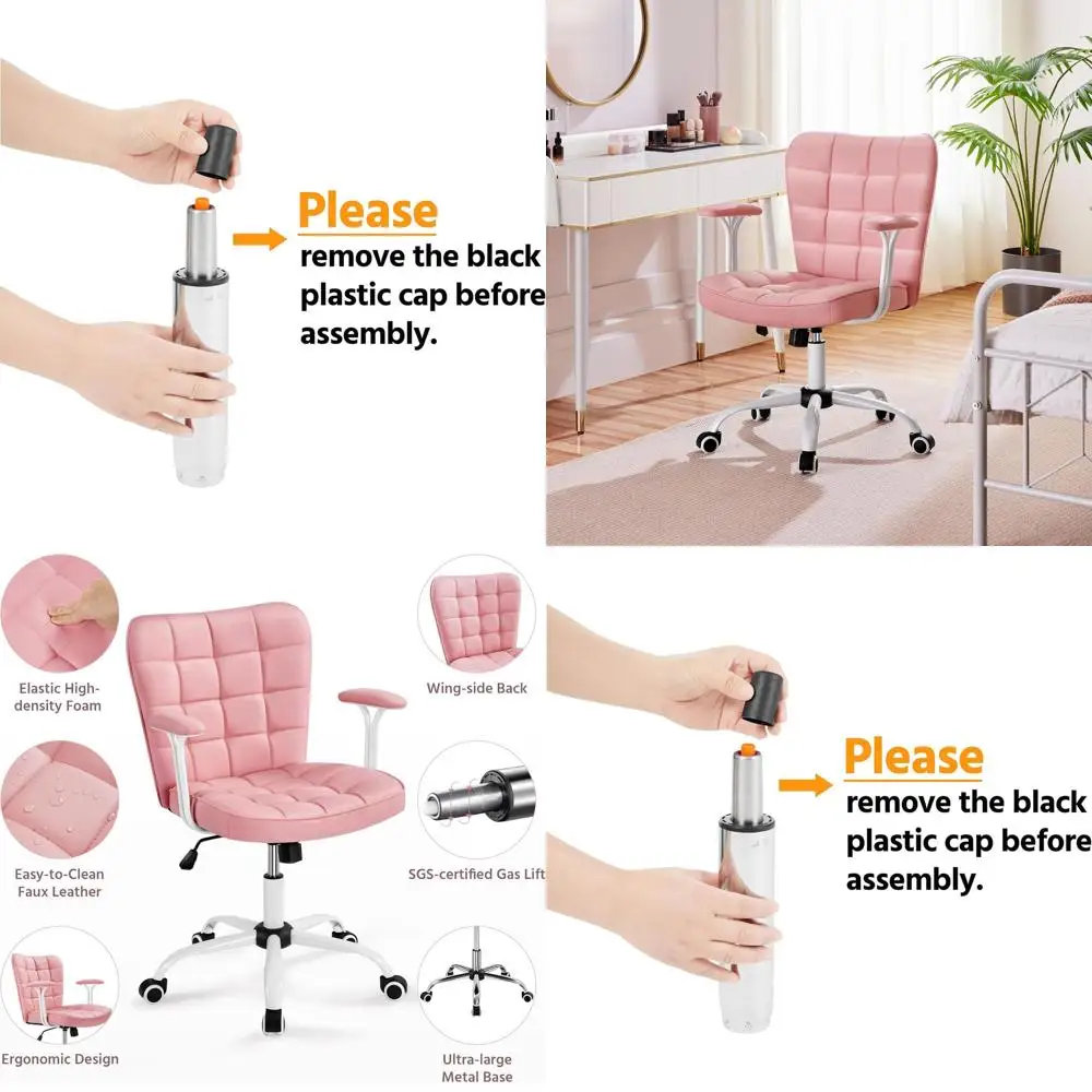 Adjustable Ergonomic Vanity Chair with Padded Armrests for Home or Office, Pink
Adjustable Ergonomic Vanity Chair with Padded Armrests for Home or Office, Pink