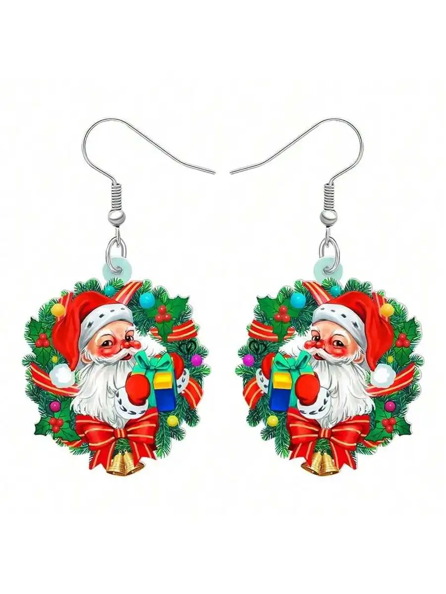 Acrylic Santa Wreath Dangle Earrings For Women Christmas Festival Jewelry
Acrylic Santa Wreath Dangle Earrings For Women Christmas Festival Jewelry