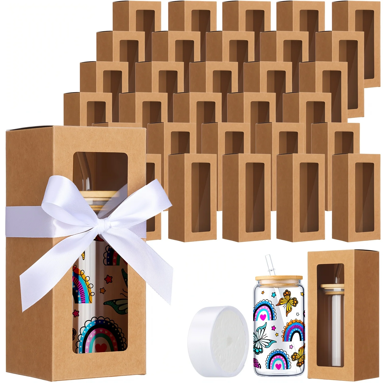Gift for Her/Him 60pcs Gift Boxes with Ribbon for Sublimation Glass Exhibition Boxes Transparent Gift Box for 12oz 16oz 20oz Drinking Glasses Jar Sublimation Glass Can Blank Tumbler Gift Box (Brown)Christmas
Gift for Her/Him 60pcs Gift Boxes with Ribbon for Sublimation Glass Exhibition Boxes Transparent Gift Box for 12oz 16oz 20oz Drinking Glasses Jar Sublimation Glass Can Blank Tumbler Gift Box (Brown)Christmas