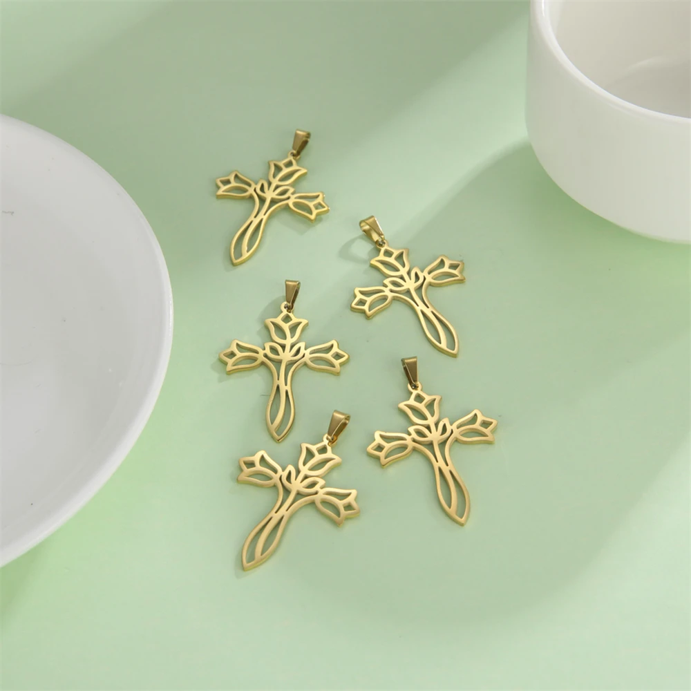 Оптовая продажа 5 шт./лот кресты в форме цветка Подвеска Аксессуары Сделай Сам брелок ожерелье Фурнитура из нержавеющей стали ювелирные изделия подвески 
Оптовая продажа 5 шт./лот кресты в форме цветка Подвеска Аксессуары Сделай Сам брелок ожерелье Фурнитура из нержавеющей стали ювелирные изделия подвески