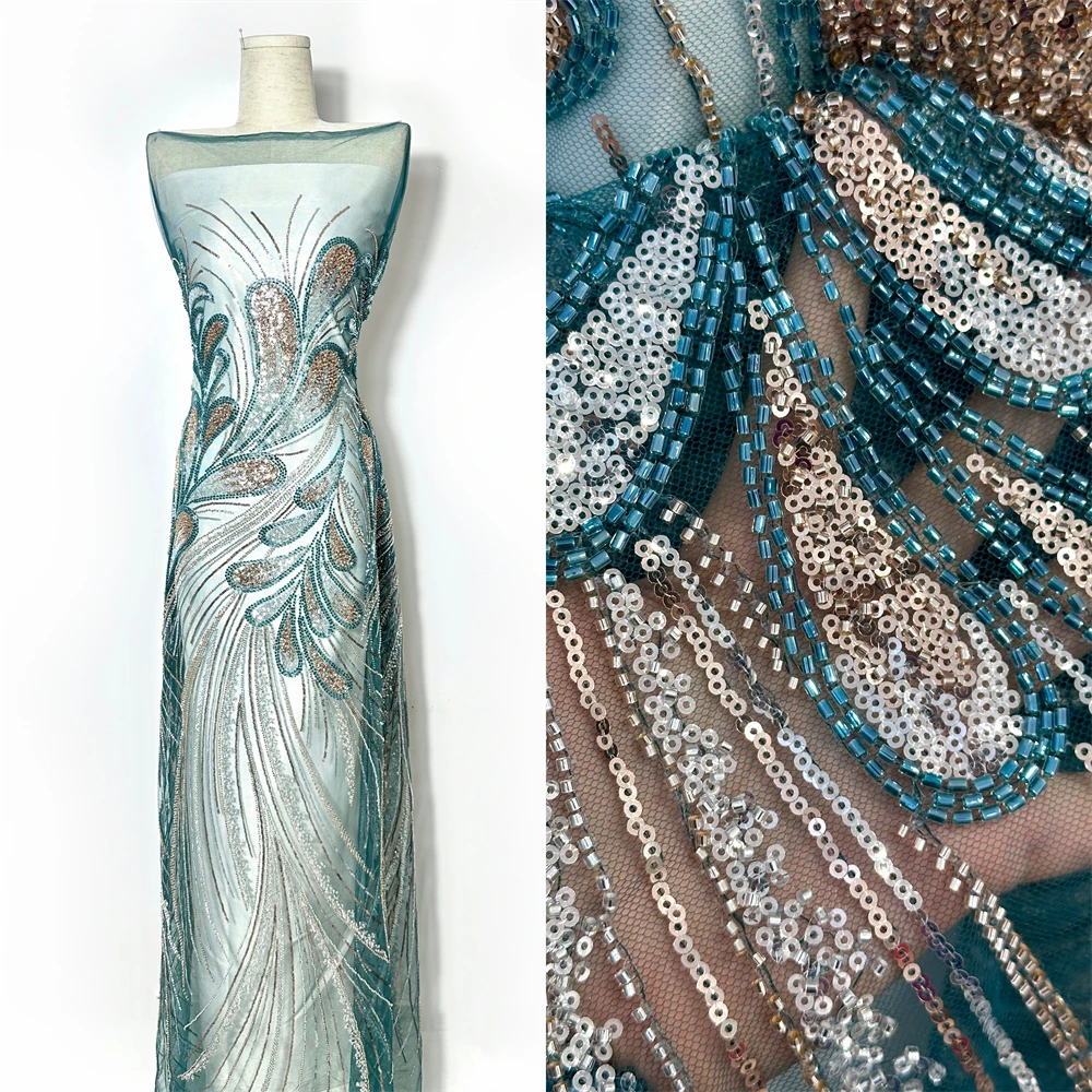 African Heavy Beaded Lace Fabric Nigerian Sequins Groom Wedding Party Dress Sewing High Quality 5 Yards 2025
African Heavy Beaded Lace Fabric Nigerian Sequins Groom Wedding Party Dress Sewing High Quality 5 Yards 2025