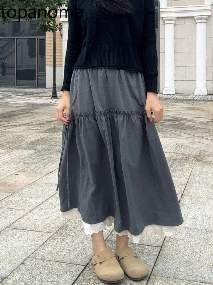 Topanoma Vintage Skirts Women Stretch High Waist Lace Patchwork Ruffles Loose Spring Fashion Long Skirt Female Casual Sweet
Topanoma Vintage Skirts Women Stretch High Waist Lace Patchwork Ruffles Loose Spring Fashion Long Skirt Female Casual Sweet