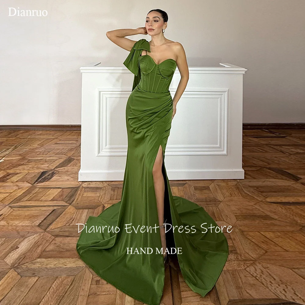 Dianruo Emerald Green Mermaid Evening Dress High Slit Trained One Shoulder Party Dresses Elegant Sweetheart Prom Gown Customized
Dianruo Emerald Green Mermaid Evening Dress High Slit Trained One Shoulder Party Dresses Elegant Sweetheart Prom Gown Customized