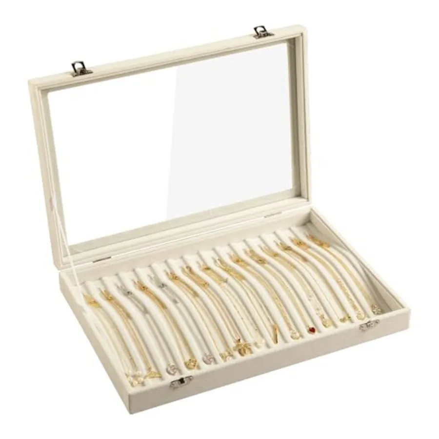 15 Hooks Necklace Tray Velvet Neckalce Organizer with Clear Lid Lockable Necklace Holder Box Jewelry Organizer for Pendants Cha
15 Hooks Necklace Tray Velvet Neckalce Organizer with Clear Lid Lockable Necklace Holder Box Jewelry Organizer for Pendants Cha