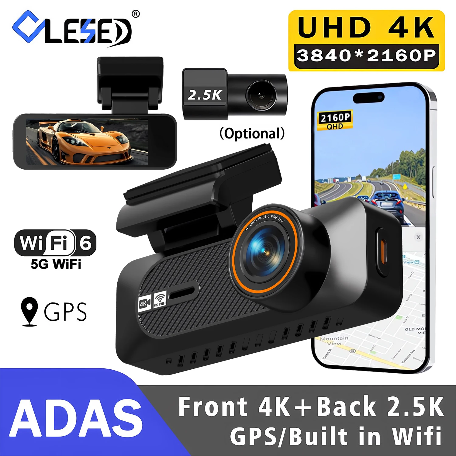 4K+2.5K 3840*2160P Dual Lens Dash Cam WiFi GPS ADAS Front Rear 2.5K DVR Video Recorder 24H Night Vision Car Camera Black Box
4K+2.5K 3840*2160P Dual Lens Dash Cam WiFi GPS ADAS Front Rear 2.5K DVR Video Recorder 24H Night Vision Car Camera Black Box