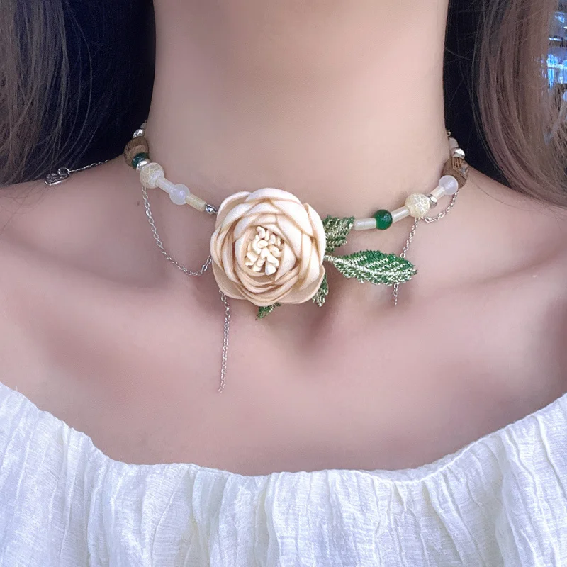 New Vintage Crystal Jade Beaded Flower Necklace Earrings Spring and Summer Series Girly Dinner Lace-up Collar/Necklace
New Vintage Crystal Jade Beaded Flower Necklace Earrings Spring and Summer Series Girly Dinner Lace-up Collar/Necklace
