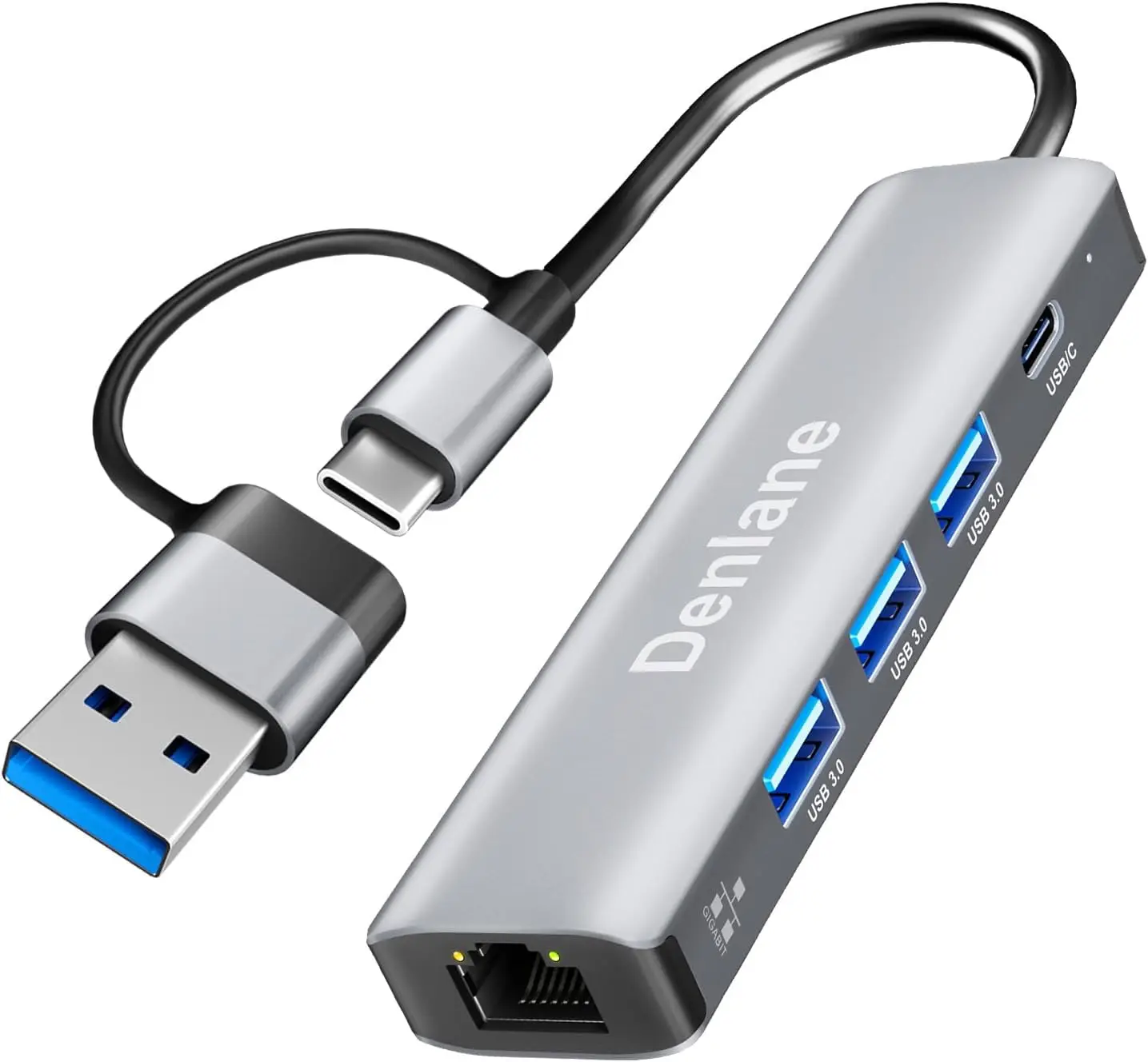 USB C USB 3.0 to Ethernet Adapter, 5-in-2 Gigabit USB Hub for Laptop, 4-Port USB-A 3.0, 1000Mbps RJ45, Compatible with MacBook/iPad Pro
USB C USB 3.0 to Ethernet Adapter, 5-in-2 Gigabit USB Hub for Laptop, 4-Port USB-A 3.0, 1000Mbps RJ45, Compatible with MacBook/iPad Pro