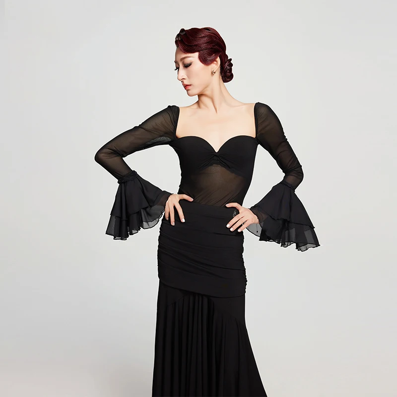 New Ballroom Dance Dress Women Practice Performance Clothes Mesh Long Sleeves Tops Long Skirt Waltz Latin Dance Clothing BL16510
New Ballroom Dance Dress Women Practice Performance Clothes Mesh Long Sleeves Tops Long Skirt Waltz Latin Dance Clothing BL16510