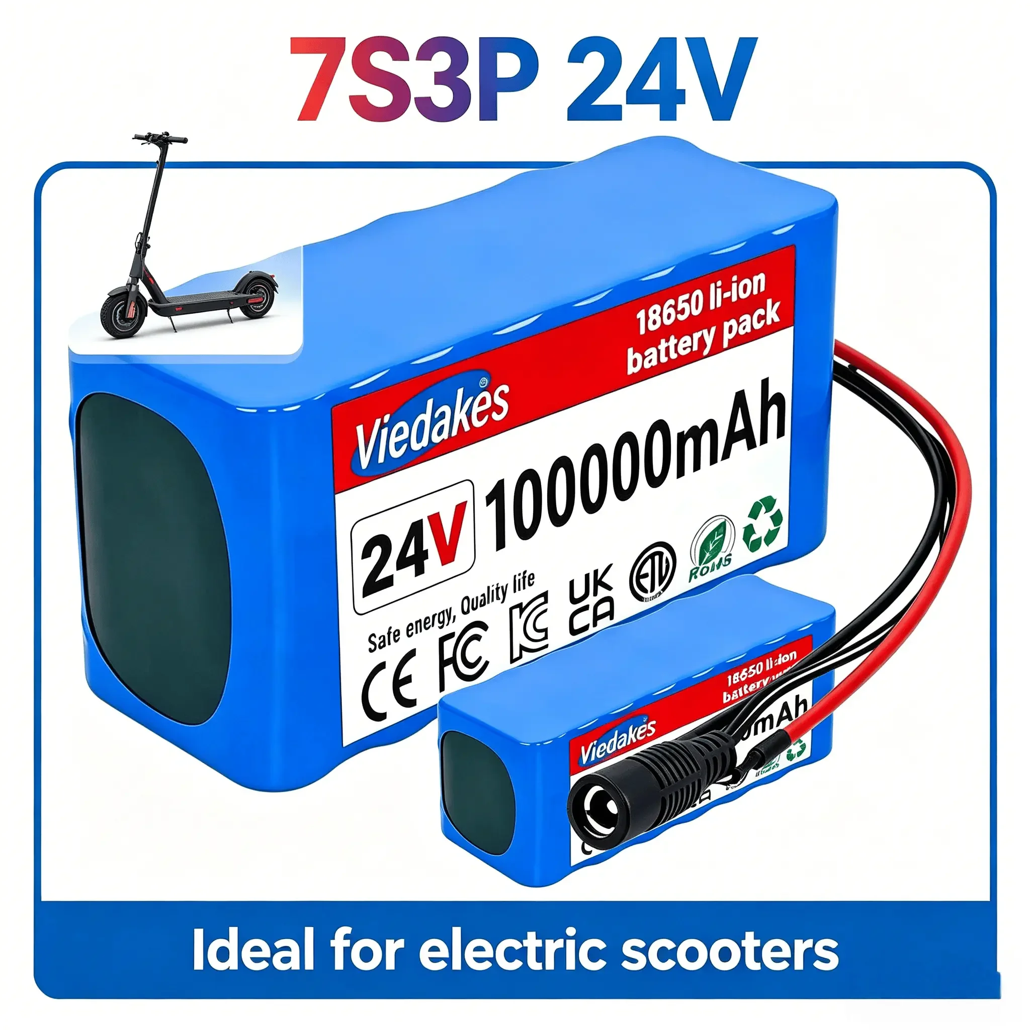 ✈️Viedakes 24V 100000mAh 7S3P 18650 Battery Pack for Off-Grid Solar System, 29.4V Charger Included, High Capacity
✈️Viedakes 24V 100000mAh 7S3P 18650 Battery Pack for Off-Grid Solar System, 29.4V Charger Included, High Capacity