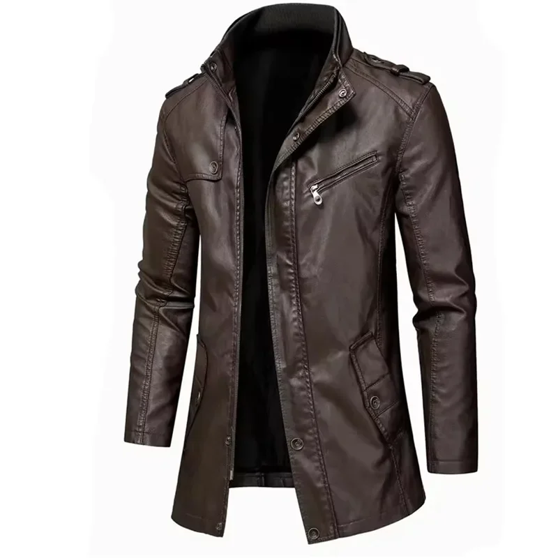 Coat Men Winter Casual England Style Vintage Leather Jacket Parkas Men Oumor Men Autumn Fashion Long Warm Pocket Leather Jacket
Coat Men Winter Casual England Style Vintage Leather Jacket Parkas Men Oumor Men Autumn Fashion Long Warm Pocket Leather Jacket