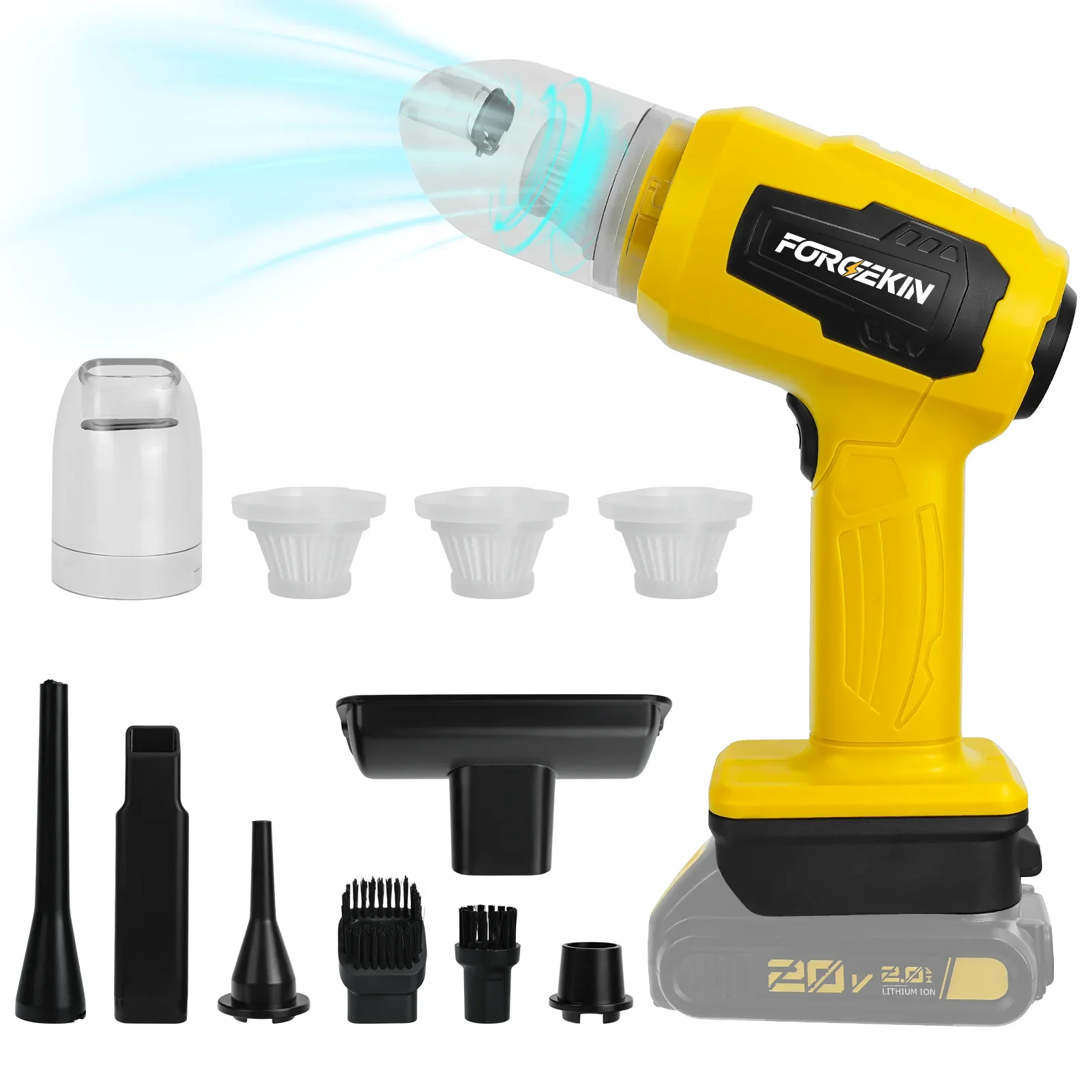 FORGEKIN Lithium ion lightweight car vacuum cleaner with multifunctional suction and blowing functions For DEWALT battery PIN
FORGEKIN Lithium ion lightweight car vacuum cleaner with multifunctional suction and blowing functions For DEWALT battery PIN