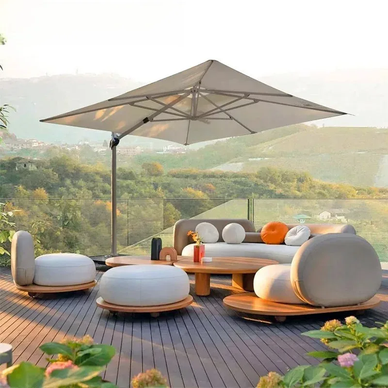Outdoor sofa courtyard villa open-air balcony creative teak round combination furniture
Outdoor sofa courtyard villa open-air balcony creative teak round combination furniture