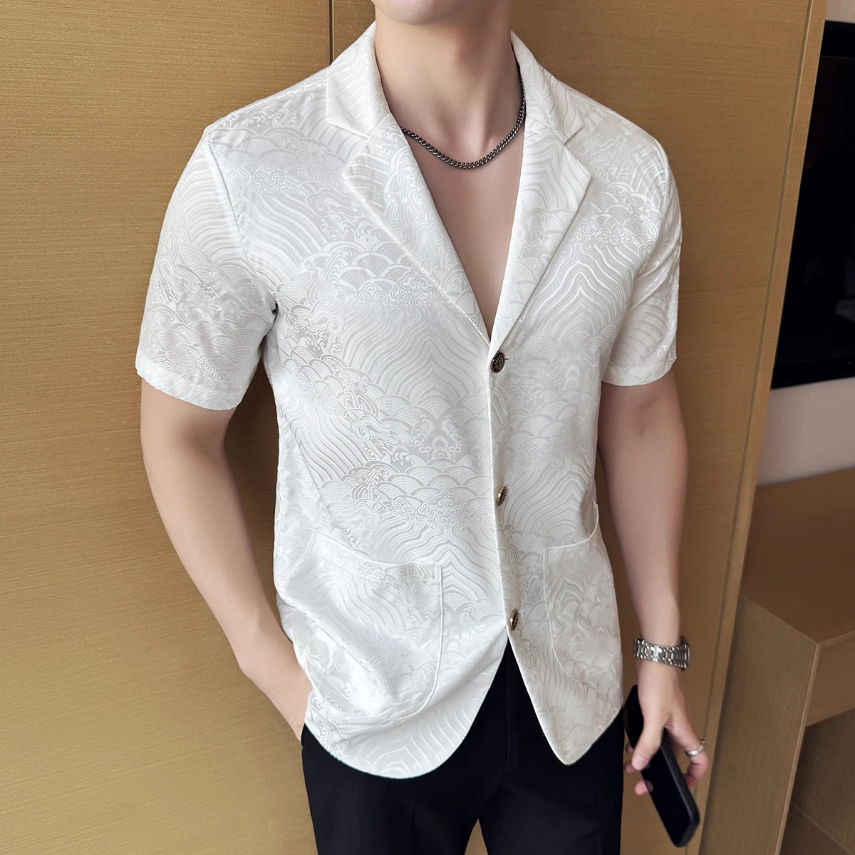Summer Thin Ice Silk Without Lining Men Suit Coats 2025 New High-end Fashion Jacquard Casual Social Shirt Coat Men Clothing
Summer Thin Ice Silk Without Lining Men Suit Coats 2025 New High-end Fashion Jacquard Casual Social Shirt Coat Men Clothing