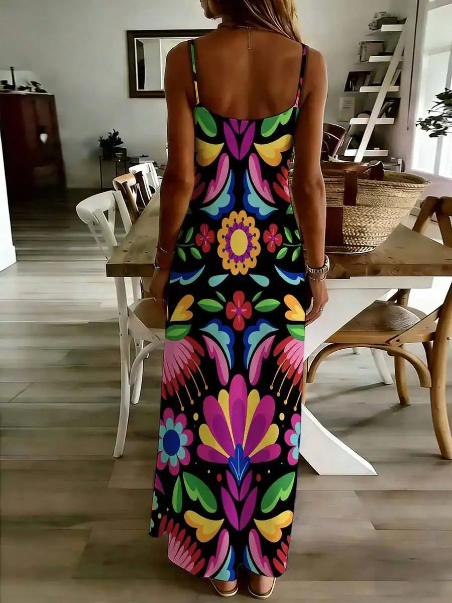 Colorful Floral Print Sleeveless Maxi Dress Women Summer Boho Casual Vacation Wear
Colorful Floral Print Sleeveless Maxi Dress Women Summer Boho Casual Vacation Wear