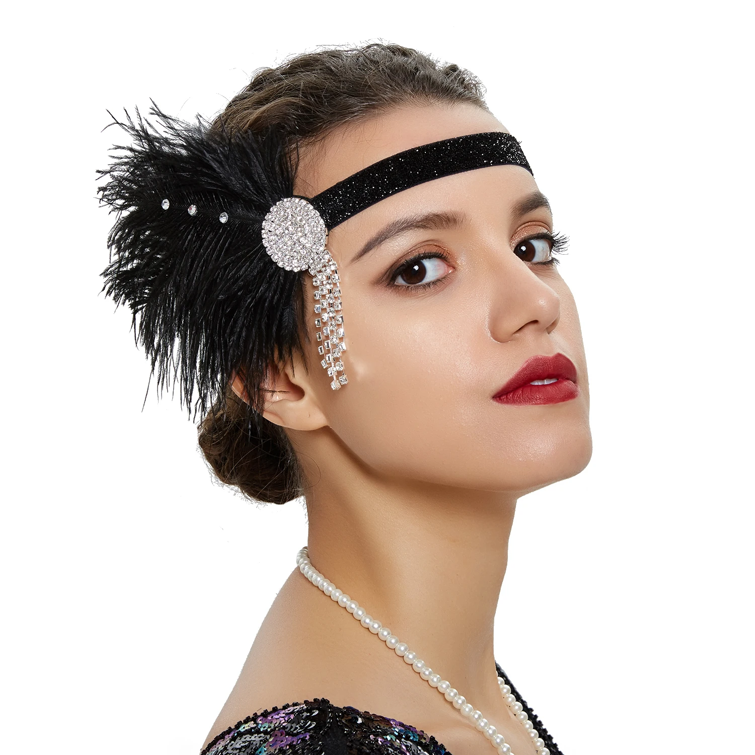 Vintage 1920s Flapper Girl Feather Headband, Beaded Prom Showgirl Party Hairband with Tassel for Women Ladies
Vintage 1920s Flapper Girl Feather Headband, Beaded Prom Showgirl Party Hairband with Tassel for Women Ladies
