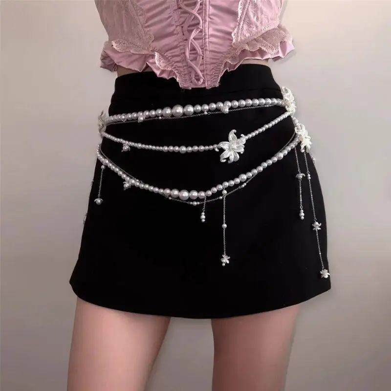 Y2K Designer Belt Jewelry Multilayer Pearl Waist Chain For Women's Fashion Retro Character Playing Body Accessories Party Belts
Y2K Designer Belt Jewelry Multilayer Pearl Waist Chain For Women's Fashion Retro Character Playing Body Accessories Party Belts