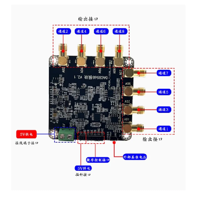 DAC8568 8-канальный 16-битный малоскоростной прецизионный цифро-аналоговый преобразователь, модуль ЦАП ± 5 В ± 10 В, выход напряжения
DAC8568 8-канальный 16-битный малоскоростной прецизионный цифро-аналоговый преобразователь, модуль ЦАП ± 5 В ± 10 В, выход напряжения