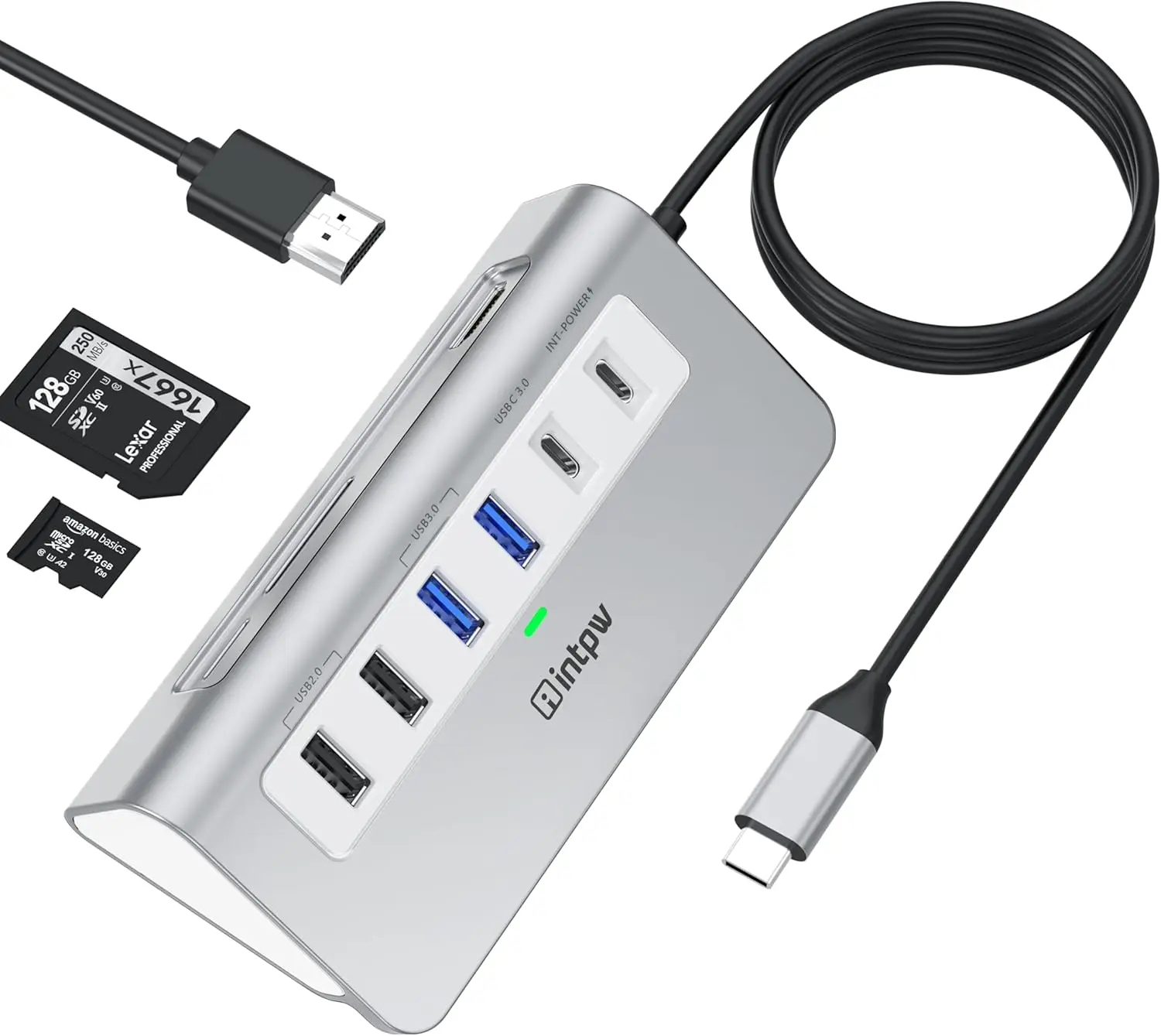 Многофункциональный USB-C хаб 9-в-1 с 4K HDMI, зарядкой PD 100W и высокоскоростными портами для передачи данных для MacBook и ноутбуков
Многофункциональный USB-C хаб 9-в-1 с 4K HDMI, зарядкой PD 100W и высокоскоростными портами для передачи данных для MacBook и ноутбуков