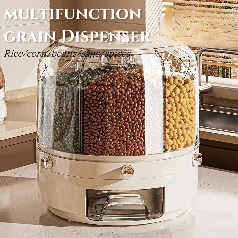 Kitchen Storage Box 360° Rotation Grain Dispenser Dry Sealed Insect Proof Rice Corn Storage Box Moisture-proof Food Container
Kitchen Storage Box 360° Rotation Grain Dispenser Dry Sealed Insect Proof Rice Corn Storage Box Moisture-proof Food Container