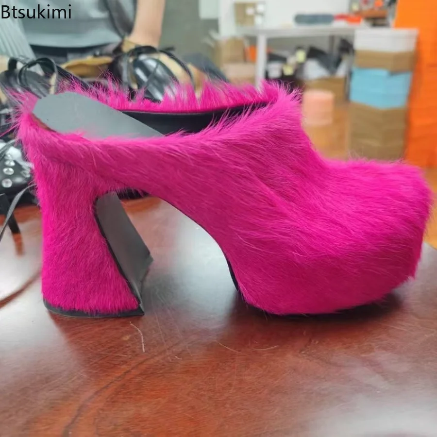 Hot Sale Spring Autumn Women's Thick Horse Hair High-heeled Slippers Fashionable Thick Sole Party Plush Ladies Slippers Shoes
Hot Sale Spring Autumn Women's Thick Horse Hair High-heeled Slippers Fashionable Thick Sole Party Plush Ladies Slippers Shoes