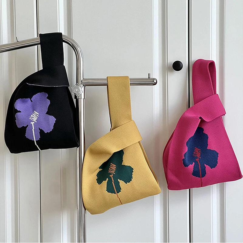 Knitted Wrist Bag Women Bag Casual Shoulder Bag Tote Bag Flower Print Female Reusable Shopping Bags Woven Handbag Fashion
Knitted Wrist Bag Women Bag Casual Shoulder Bag Tote Bag Flower Print Female Reusable Shopping Bags Woven Handbag Fashion