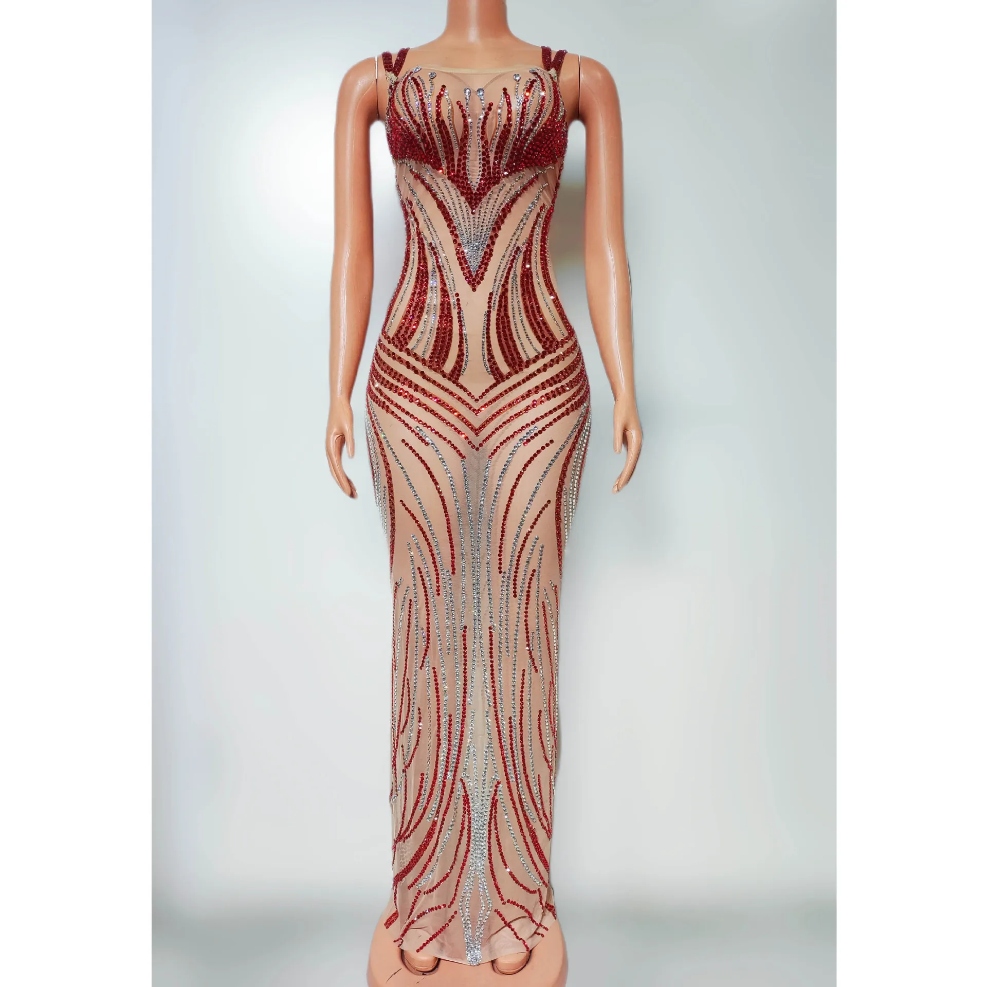 Sexy Printed Rhinestone Dress Suspender Sexy Hip-wrapped Long Slim Figure Performance Clothes Dinner Clothes Vestidos Para Mujer
Sexy Printed Rhinestone Dress Suspender Sexy Hip-wrapped Long Slim Figure Performance Clothes Dinner Clothes Vestidos Para Mujer