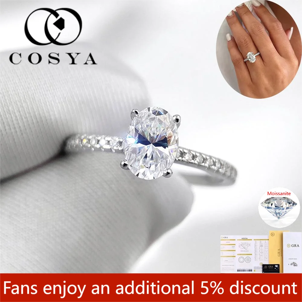COSYA 1/2/3/4 карата обручальное кольцо с муассанитом овальной огранки для женщин D цвет VVS1 GRA сертифицированное серебро 925 пробы ювелирные изделия подарки 
COSYA 1/2/3/4 карата обручальное кольцо с муассанитом овальной огранки для женщин D цвет VVS1 GRA сертифицированное серебро 925 пробы ювелирные изделия подарки