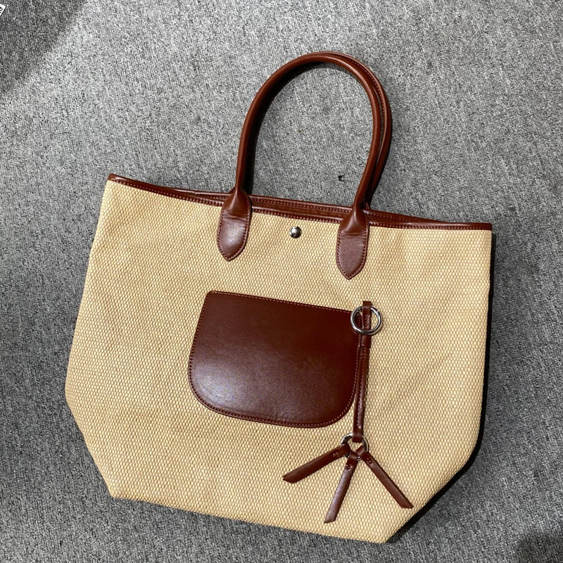 Beach Straw Tote Bags For Women Luxury Designer Handbags Purses 2025 New In With PU Top Handle Large Capacity Underarm Shoulder
Beach Straw Tote Bags For Women Luxury Designer Handbags Purses 2025 New In With PU Top Handle Large Capacity Underarm Shoulder