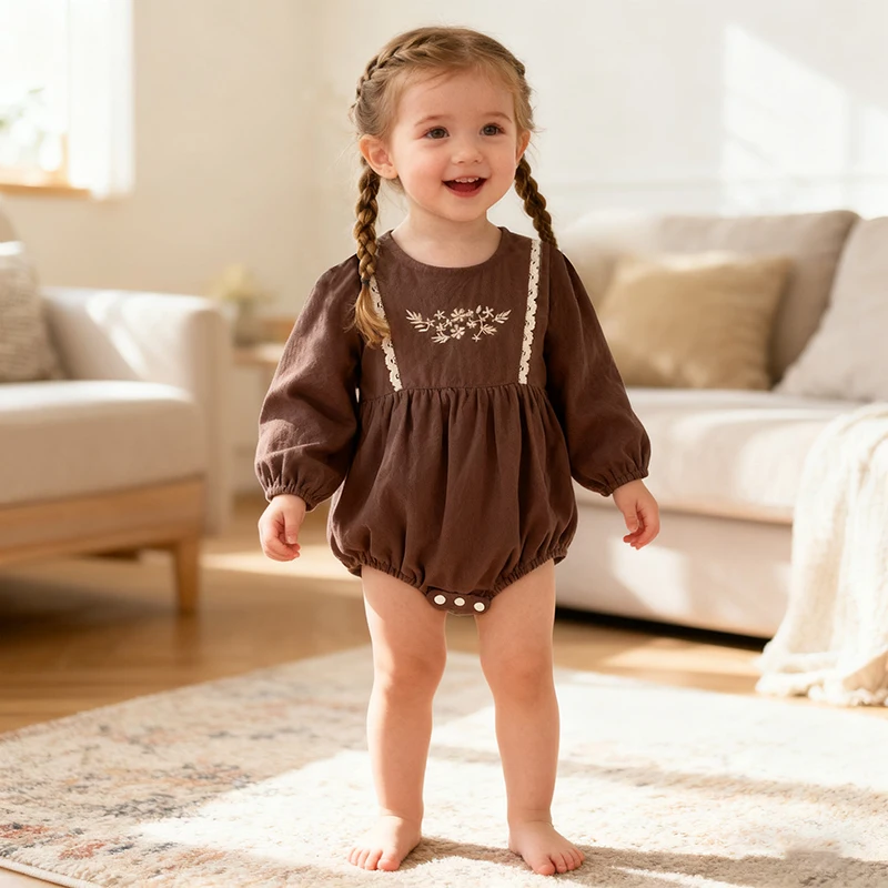 0-24M Autumn Newborn Baby Girl Jumpsuit Spring Long Sleeved Cotton Flower Embroidery Toddler Baby Girl Romper Children Clothes
0-24M Autumn Newborn Baby Girl Jumpsuit Spring Long Sleeved Cotton Flower Embroidery Toddler Baby Girl Romper Children Clothes