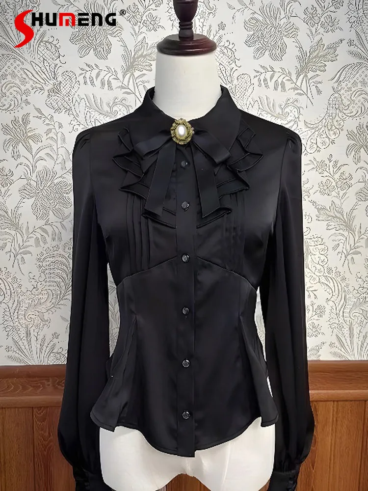 Black Gothic Long Sleeve Shirt Autumn New Women's Slim Fit Sweet Bow Shirt French Elegant Court Style Retro Blouses Top Mujer
Black Gothic Long Sleeve Shirt Autumn New Women's Slim Fit Sweet Bow Shirt French Elegant Court Style Retro Blouses Top Mujer