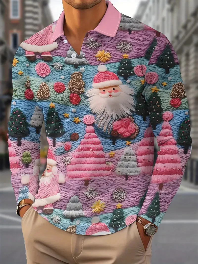 3D Print Santa Claus Pattern Polo Shirts For Men Creative Personality Long Sleeve Lapel Button Clothes Autumn Winter Casual Tops
3D Print Santa Claus Pattern Polo Shirts For Men Creative Personality Long Sleeve Lapel Button Clothes Autumn Winter Casual Tops