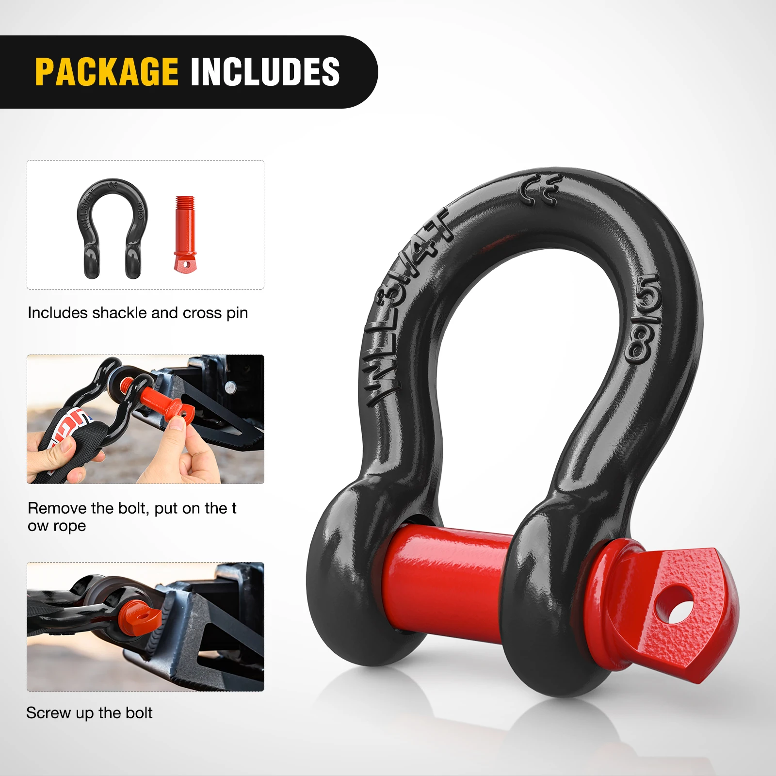 Nilight 4 Pack Small Shackles 5/8" D-Ring Shackle 3.25 Ton (7165 Lbs) Capacity Heavy Duty Off Road Recovery Shackle Kit for Cars and Other Applications for Tie Downs, Black Red
Nilight 4 Pack Small Shackles 5/8" D-Ring Shackle 3.25 Ton (7165 Lbs) Capacity Heavy Duty Off Road Recovery Shackle Kit for Cars and Other Applications for Tie Downs, Black Red