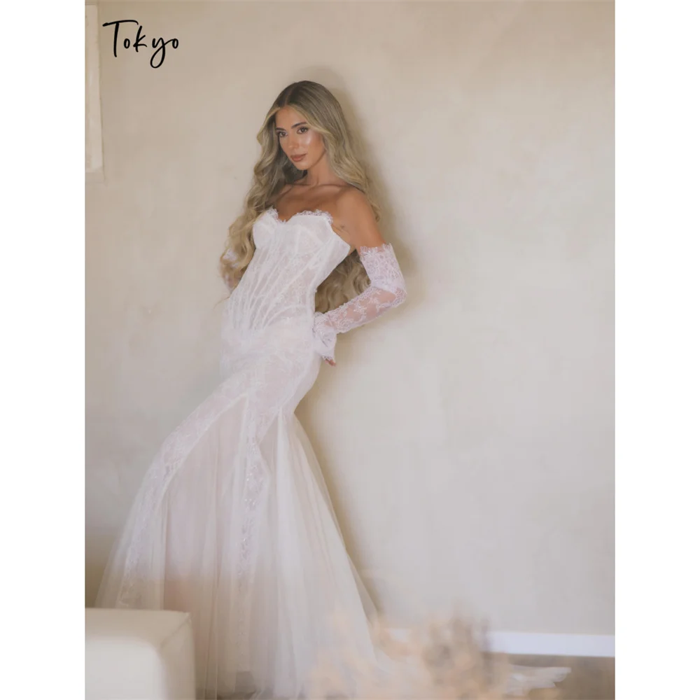 Tokyo Strapless Sweetheart Elegant Mermaid Gowns Detachable Sleeves Wedding Dress For Women Engagement Formal Evening Bridal
Tokyo Strapless Sweetheart Elegant Mermaid Gowns Detachable Sleeves Wedding Dress For Women Engagement Formal Evening Bridal
