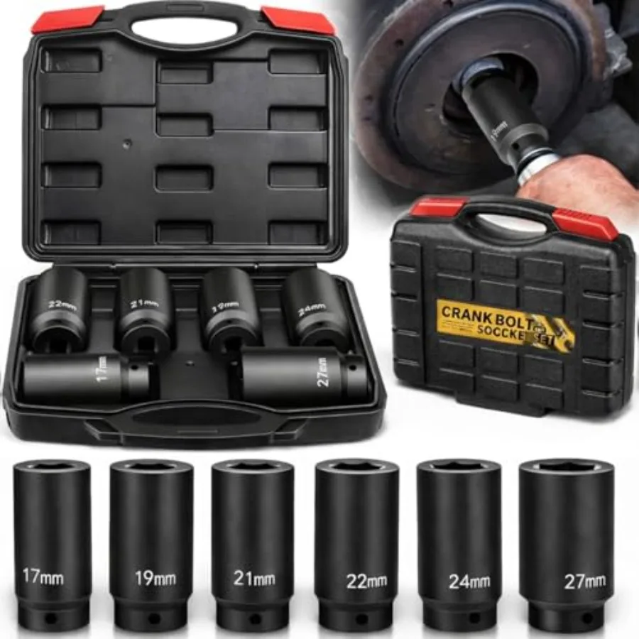1/2'' Drive Weighted Crank Bolt Socket Set, 17MM, 19MM, 21MM, 22MM, 24MM, 27MM, Harmonic Balancer Socket Set, Weighted Metric D
1/2'' Drive Weighted Crank Bolt Socket Set, 17MM, 19MM, 21MM, 22MM, 24MM, 27MM, Harmonic Balancer Socket Set, Weighted Metric D