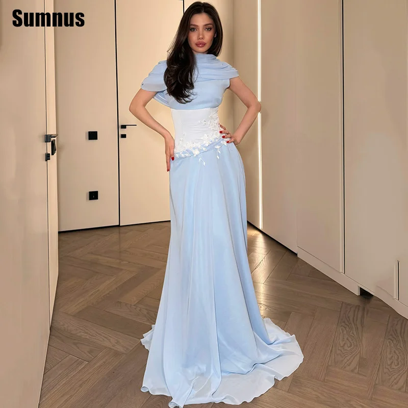 Sumnus Elegant Sky Blue Mermaid Evening Dresses High Neck Sleeveless Appliques Maxi Prom Dress 2026 Gala Dresses Customized
Sumnus Elegant Sky Blue Mermaid Evening Dresses High Neck Sleeveless Appliques Maxi Prom Dress 2026 Gala Dresses Customized