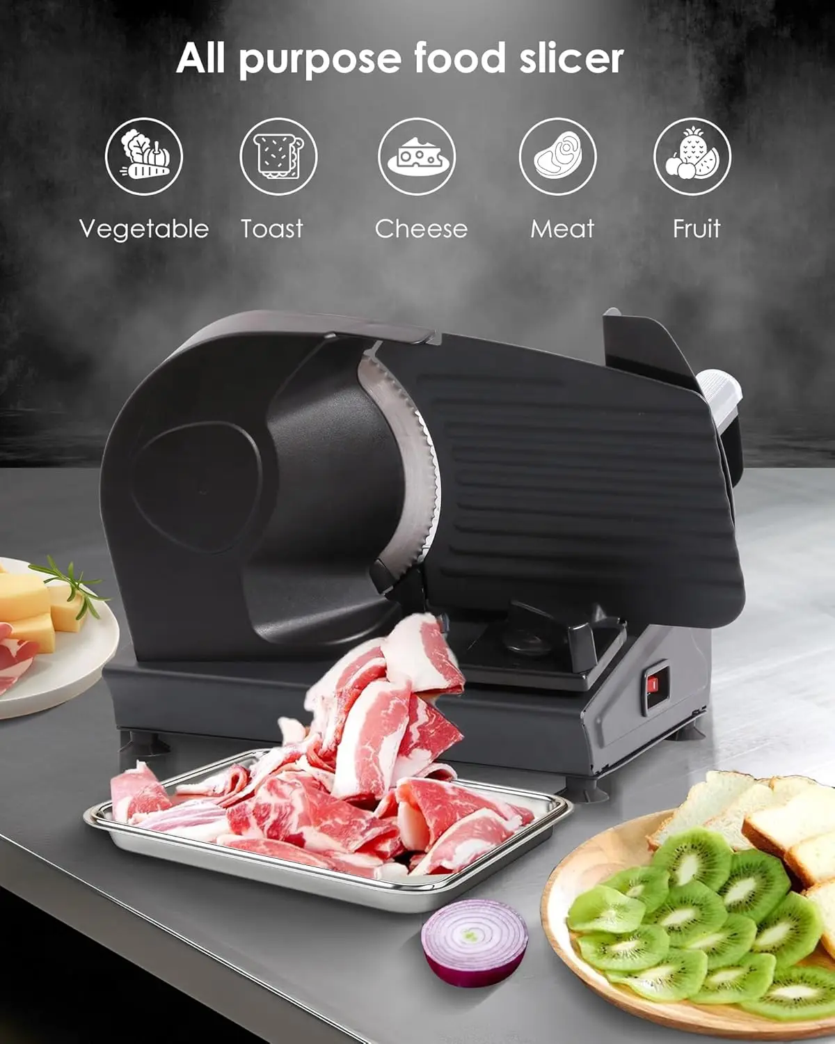 Electric Home Deli Meat Slicer, 7.5" Stainless Steel Blade, Adjustable Thickness for Meat, Bread, Cheese, Easy Clean
Electric Home Deli Meat Slicer, 7.5" Stainless Steel Blade, Adjustable Thickness for Meat, Bread, Cheese, Easy Clean