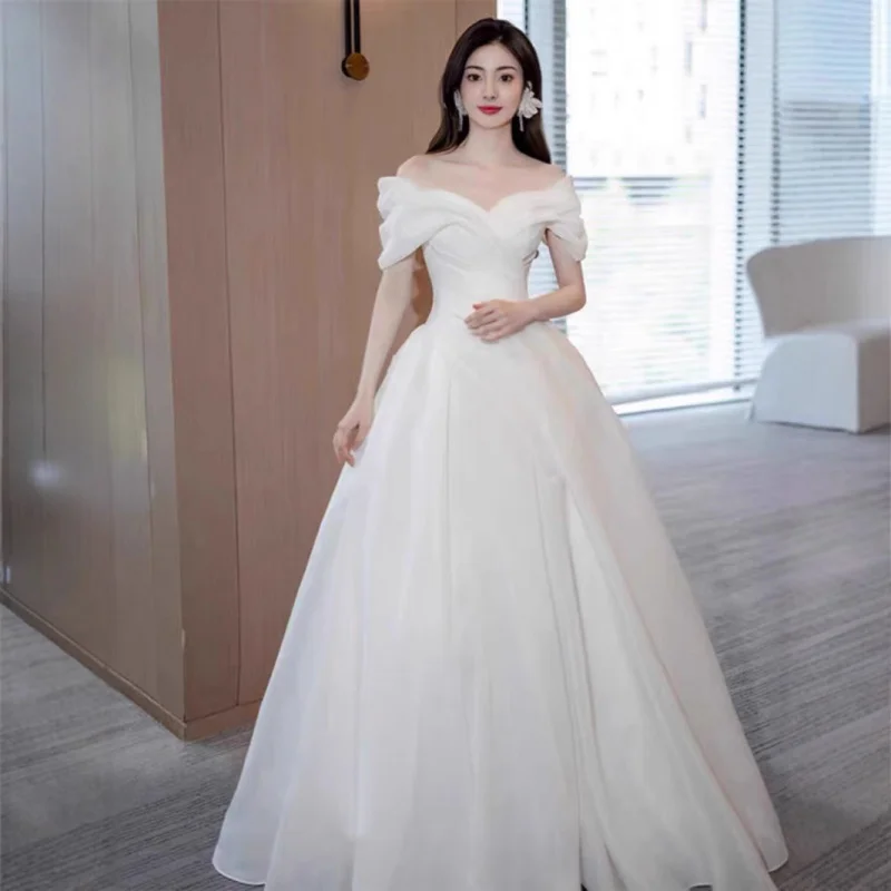 French Off-Shoulder New White Wedding Dress Main Gauze Bride Petite High-Quality Lightweight Floor-Length Dress
French Off-Shoulder New White Wedding Dress Main Gauze Bride Petite High-Quality Lightweight Floor-Length Dress