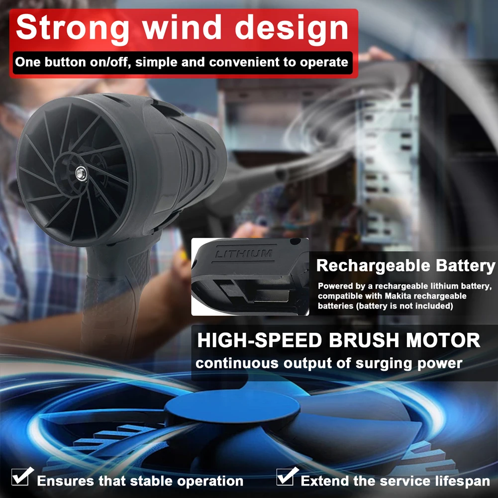 Handheld Jet Blower Fan 500g High Wind Power Lithium Violent Fan Ducted Turbofan High Power Duct Fan Portable Dust Blower Tool
Handheld Jet Blower Fan 500g High Wind Power Lithium Violent Fan Ducted Turbofan High Power Duct Fan Portable Dust Blower Tool