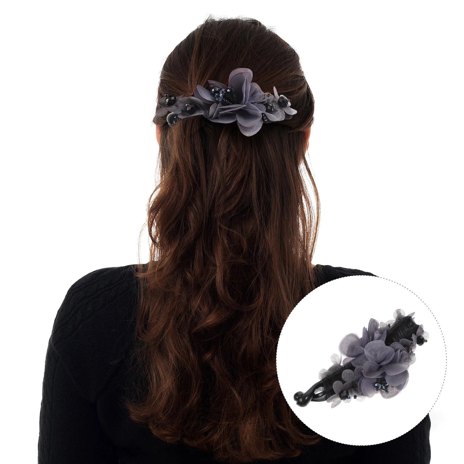 1PC Fabric Flowers Beads Banana Hair Clip Ponytail Holder Hair Accessories for Women Girls (Grey) updo ponytail clip
1PC Fabric Flowers Beads Banana Hair Clip Ponytail Holder Hair Accessories for Women Girls (Grey) updo ponytail clip