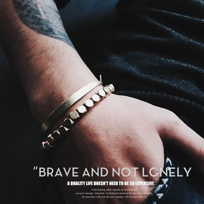Solid Pure Brass Bracelet Men's All-match Punk Street Couple's Personalized European and American Fashion Copper Bracelet
Solid Pure Brass Bracelet Men's All-match Punk Street Couple's Personalized European and American Fashion Copper Bracelet