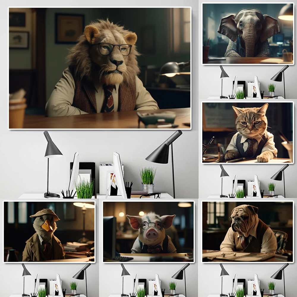 Modern Office Animals At Work Wall Art Fashion Lion Elephant Canvas Painting Cute Pet Funny Poster And Print Living Room Decor
Modern Office Animals At Work Wall Art Fashion Lion Elephant Canvas Painting Cute Pet Funny Poster And Print Living Room Decor