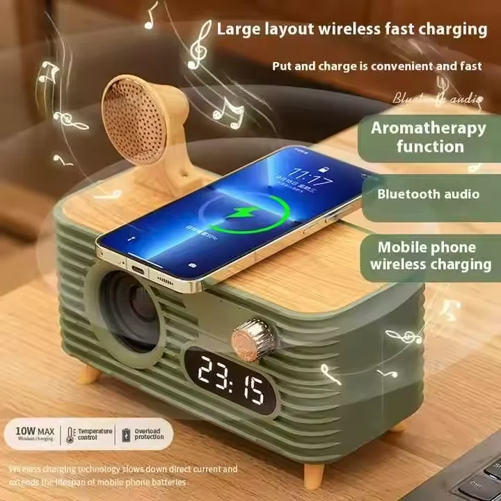 Classic Color Wireless Charger Romantic Atmosphere and Clock Function Aromatherapy Retro Speaker
Classic Color Wireless Charger Romantic Atmosphere and Clock Function Aromatherapy Retro Speaker