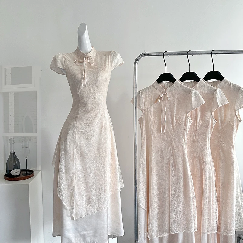 Новое улучшенное женское платье Cheongsam в китайском стиле, летнее модное кружевное лоскутное дизайнерское платье, элегантные вечерние платья
Новое улучшенное женское платье Cheongsam в китайском стиле, летнее модное кружевное лоскутное дизайнерское платье, элегантные вечерние платья