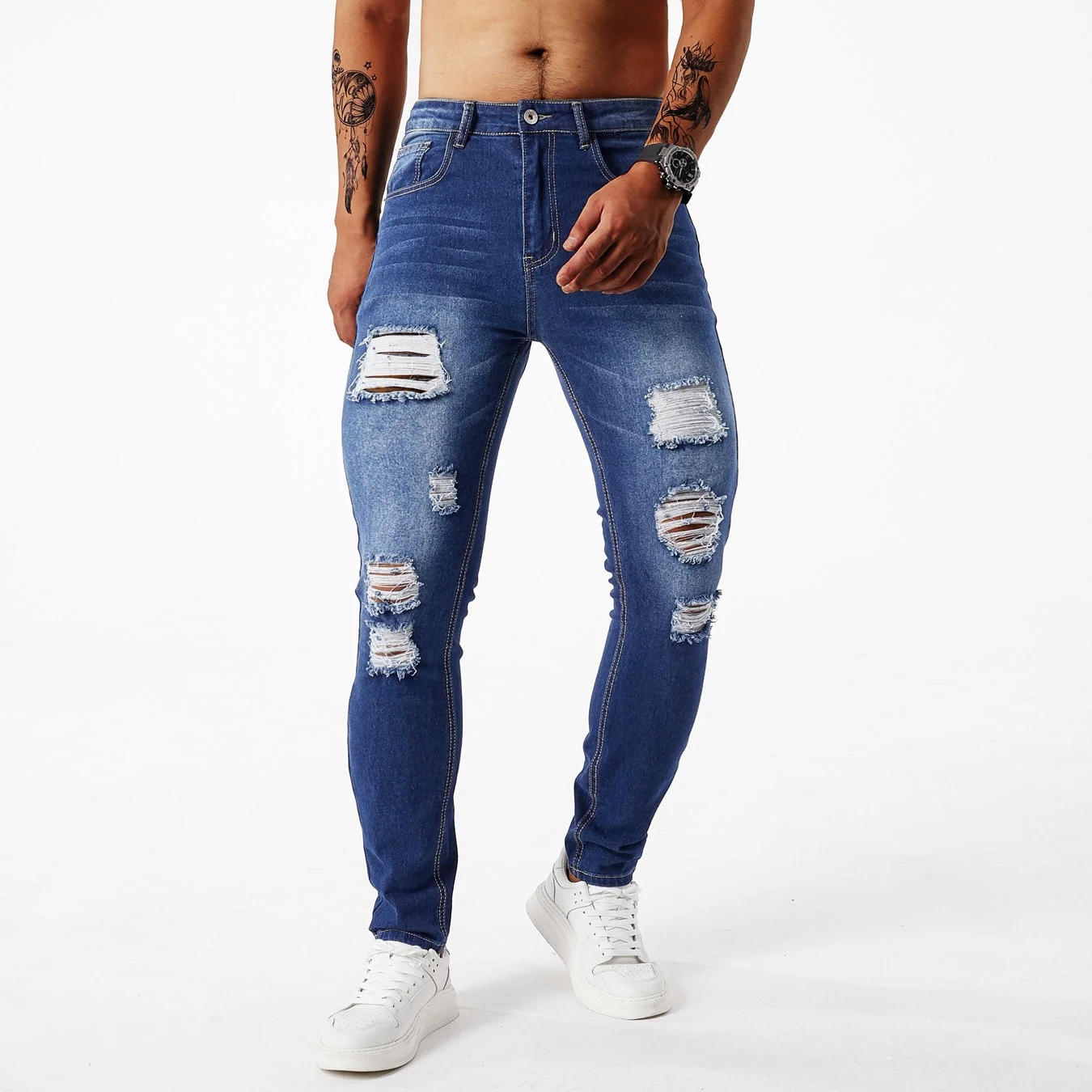 Men's Slim Fit Denim Jeans Hole Punching Elastic Casual Trousers mid Waist Zipper Closure Spring Autumn Wear Youth Faion
Men's Slim Fit Denim Jeans Hole Punching Elastic Casual Trousers mid Waist Zipper Closure Spring Autumn Wear Youth Faion