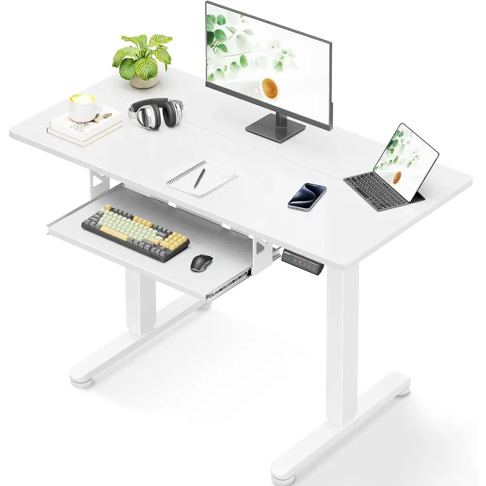 40 Height-Adjustable Electric Standing Desk with Keyboard Tray, Compact Sit-Stand Workstation, White
40 Height-Adjustable Electric Standing Desk with Keyboard Tray, Compact Sit-Stand Workstation, White